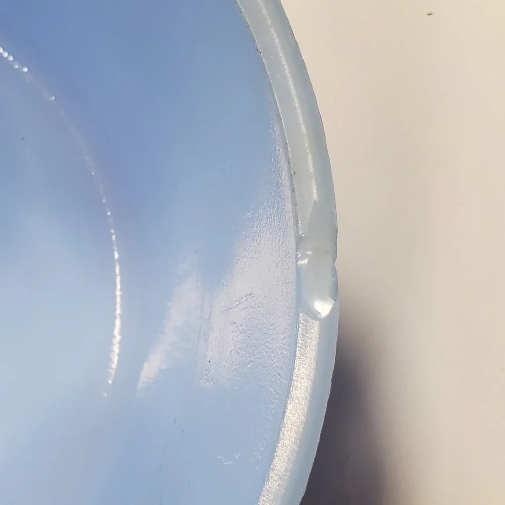 Vintage Refrigerator Dish or Grease Canister Jeannette Delphite Blue Glass CHIP